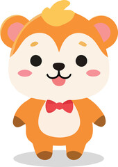 Cartoon Bear Character with Red Bow Tie and Playful Tongue.