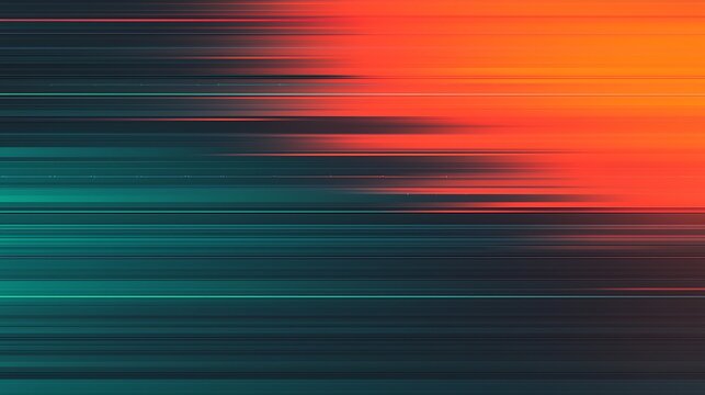 A dynamic abstract digital artwork with horizontal lines blending dark blues and vibrant orange, creating a sense of motion and energy.
