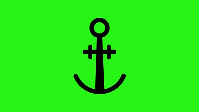 Animated anchor line icon in 4k on a green screen background. Marine and nautical symbol