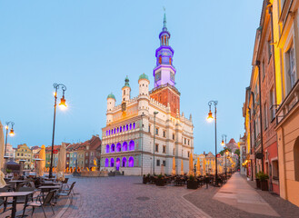 Obraz premium Poznan Town Hall at sunrise, Poznan, Poland