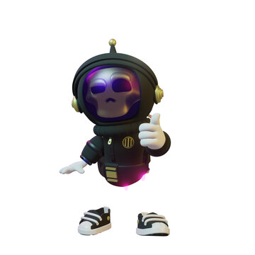 3d render spaceman astronaut flying with rocket 3d illustration design
