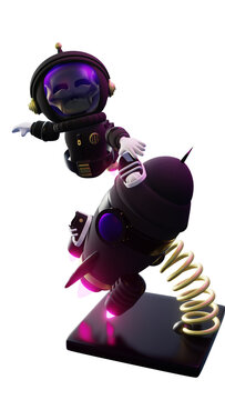 3d render spaceman astronaut flying with rocket 3d illustration design