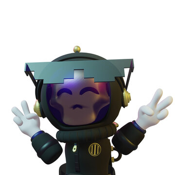 3d render spaceman astronaut flying with rocket 3d illustration design