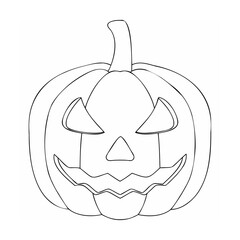 Line Art Black and White Halloween Pumpkin Jackolantern