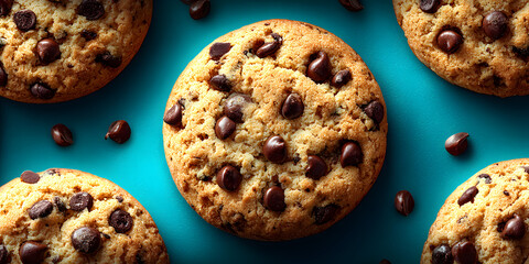 Freshly baked chocolate chip cookies on a National Cookie Day poster, chocolate chip, cookies, National Cookie Day, poster