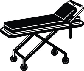 Sleek and modern vector illustration of a black hospital bed stretcher