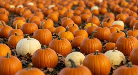 Abundant pumpkin patch harvest displaying autumnal abundance and seasonal charm