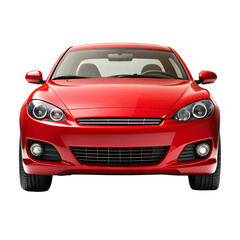 Red Car Front View &ndash; Bold and Sporty Vehicle Design on Pure White Background

