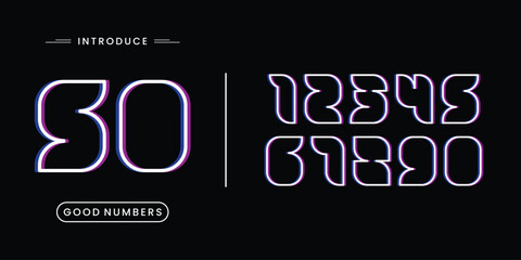 Line custom beautiful elegant numerals. Vintage and old school retro typographic. Vector Illustration numbers.