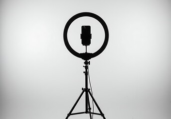 Ring light with phone holder on tripod stand