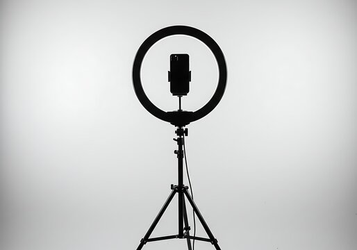 Ring light with phone holder on tripod stand