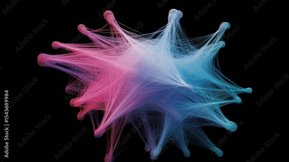 Poster interconnected nebula: a vibrant and dynamic abstract representation, showcasing a radiant nebula in