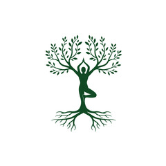 Obraz premium Unique yoga tree logo Modern and minimalist vector and abstract logo