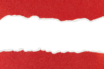 red torn paper with empty central copy space isolated on white or transparent png