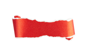 red glitter christmas paper scroll with ripped edge isolated on white or transparent png