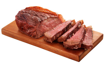 tábua com carne bovina assada isolado em fundo transparente