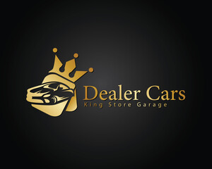 dealer king car logo creative design concept crown service rental