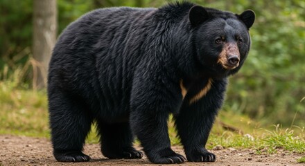 Majestic black bear portrait, showcasing its powerful presence in natural habitat