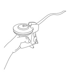 Label maker in hand line art vector illustration