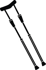 Black Silhouette Image of Two Crutches Used for Assistance with Walking