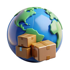 3d global shipping and delivery cartoon icon
