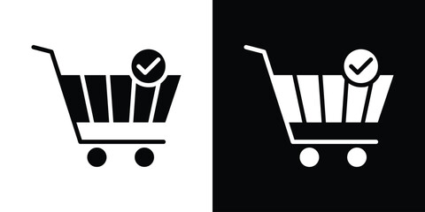 Shopping cart check icon collection. line stroke icon. EPS 10 © Recoonde