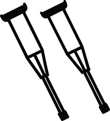 Pair of black crutches used for walking support after injury or surgery