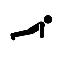Minimalist Stickman Doing Push-Ups Silhouette – Black SVG Clipart Icon