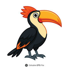 Rufous Hornbill Cartoon Illustration Orange Black Bird
