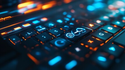 Close-up of glowing keyboard