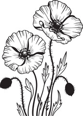 Naklejka premium Elegant Black Poppies Vector Illustration for Decorative Design