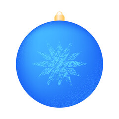Christmas and New Year decoration on the tree in the form of a blue ball. Vector illustration