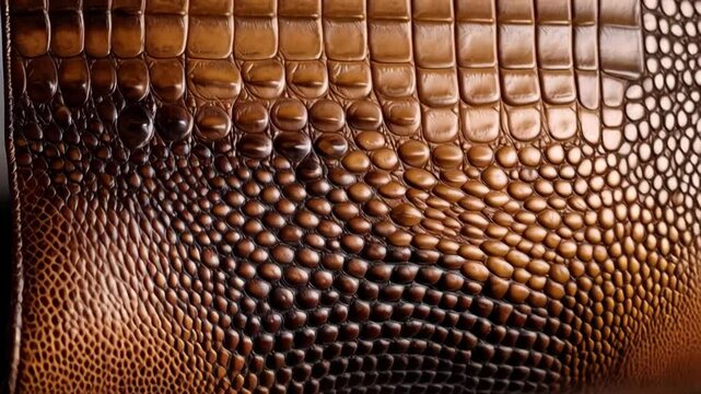 Detailed brown reptile scales pattern surface, textured material background of reptile skin, close-up of alligator skin, seamless texture.