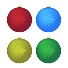 Set of colorful toys for New Year and Christmas tree. Vector illustration
