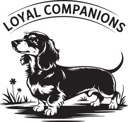 Long Haired Dachshund Silhouette Vector Illustration Artwork