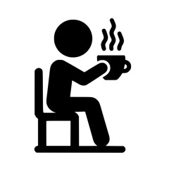 Minimalist Stickman with Coffee Silhouette – Black SVG Clipart Icon