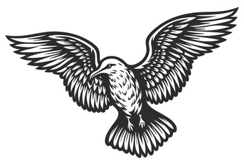 Fototapeta premium Bird silhouette soaring against bright backdrop, spreading wings dramatically and symbolizing freedom with bold, sleek graphic design elements and clean vector styling