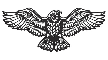 Fototapeta premium Majestic eagle spreading massive wings, embodying wild strength, freedom against sky background, ideal graphic element for wildlife themed branding and design projects