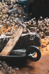 Burning Palo Santo And Sage Smudge Stick