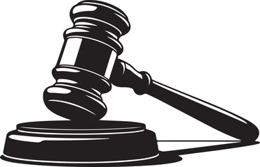Gavel Hammer Silhouette Vector Illustration for Justice and Law