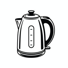 Electric kettle illustration black and white