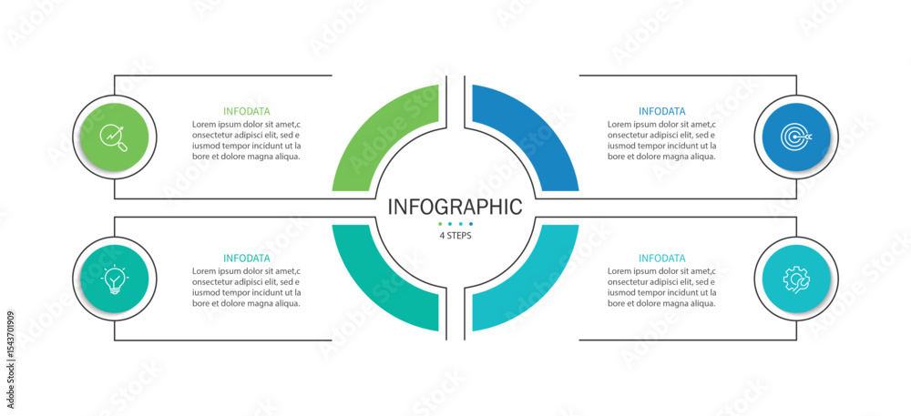 Aufkleber Vector infographic label design with circle infographic template design and 4 options or steps.