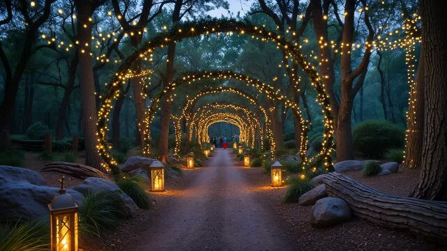 Illuminated Enchanted Grove: A Picturesque Trail Through Whimsical Woodlands