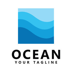 Obraz premium Ocean wave logo template vector ocean simple and modern logo design