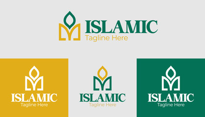 Abstract Islamic logo with gold dome symbolism