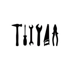 vector workshop tools silhouette white background