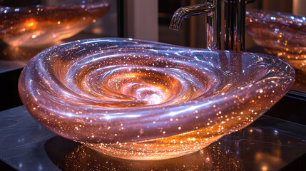 A swirling, luminous, translucent sink
