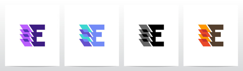 Square Rectangle Layer Transparent Stacked on Letter Initial Logo Design E