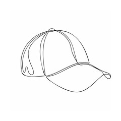 Single Line Art Baseball Cap Drawing Black White Minimalist