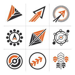 Modern Business and Technology Arrow Icons Set – Vector Logo Elements for Innovation and Growth .